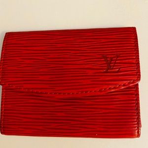 LOUIS VUITTON EPI RED LEATHER COIN POUCH 2 POCKETS